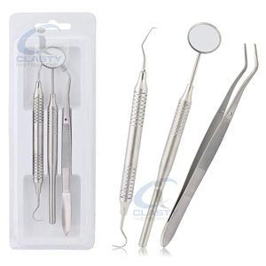 Juego de Instrumentos Quirúrgicos Dentales Preciosos de 3 Piezas, Kit de Pinzas y Espejo de Acero Inoxidable con Empuñadura Moleteada Plateada, Herramientas Manuales - Product Image 4