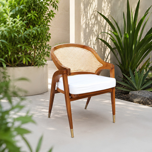 Fauteuil de salle à manger en teck naturel avec dossier en rotin, mobilier commercial pour restaurants, fabrication sur mesure, usine de meubles Jepara Indonésie - Product Image 6