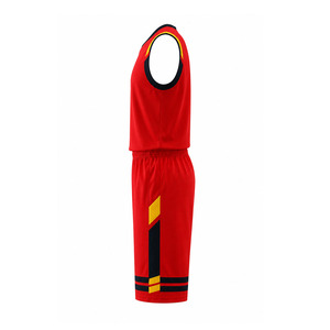 Conjunto de Uniforme de Baloncesto Ekin Impex Rojo sin Mangas con Cuello en V, Absorbente de Humedad, Transpirable para Adultos, Uniformes de Baloncesto Reversibles - Product Image 5