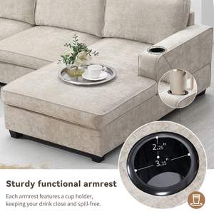 119*67 \ "Video di grandi dimensioni divano ad angolo in ciniglia Set 6 posti a forma di U divano componibile ampio e irregolare comodo angolo 2 divano da soggiorno - Product Image 5