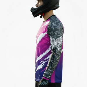 Maillot de motocross à manches longues par sublimation, design personnalisé, polyester respirant à séchage rapide, t-shirt de course moto hiver - Product Image 3