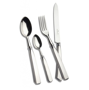 Ensemble de couverts élégants et polis - 4 pièces, style bistrot français : Ustensiles de table modernes à manche géométrique conique pour 1 personne - Product Image 1