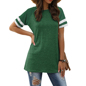 Camisetas informales de verano para mujer, camisetas de manga corta con cuello redondo y corte regular, camiseta transpirable con abertura lateral, estilo streetwear a la moda para mujer - Product Image 4