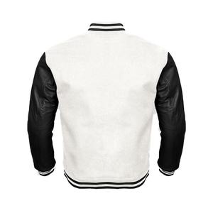 Custom Design White <b>Leather</b> & Wool Winter Sheep Fur Baseball Letterman Varsity <b>Jackets</b> for <b>Men</b> College - Product Image 2