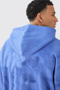 Custom Logo Acid Wash Plus Size Tall Men Zipper Hoodies Oversized Autumn Knitted Breathable Polyester/Cotton Blue Ribbed Bottom - Product Image 2