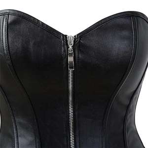 Corsé moldeador de cuerpo, negro, sexy, de cuero, gótico, con varillas de acero, talla grande, personalizado y en varios colores, top corsé para mujer. - Product Image 3