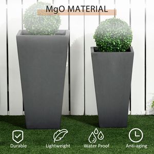 Set di 2 Vasi da Esterno in Ceramica Smaltata Grigia per Grandi Piante da Giardino - Product Image 5