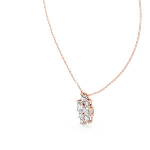 Pendentif en or blanc 14 carats avec émeraude et diamant de laboratoire pour femme |   Vêtements de mariée |   Nouveau diamant cultivé - Product Image 5