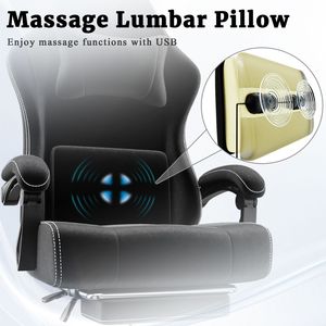 Sedia da gioco ergonomica in tessuto con supporto per massaggio lombare e pedali sedia per Computer per giocatori - Product Image 3