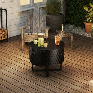 Modern Outdoor <b>Fire</b> <b>Pit</b> <b>Table</b> 60cm Powder Coated Iron Wood Burning with Poker Freestanding Design - Product Image 2