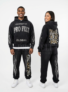 Ensemble sweat à capuche et pantalon de survêtement en coton et polyester imprimé sérigraphié motif flamme – Style décontracté, doux et confortable pour l'entraînement - Product Image 4