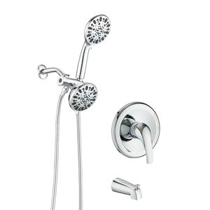 Sistema Doccia 2 in 1 ad Alta Pressione con Doccia a Pioggia e Rubinetto Vasca Combinato con Valvola, Set Bagno con Bocchetta Vasca - Product Image 1
