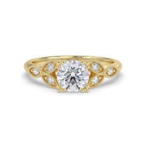 Designer Vintage Round <b>Diamond</b> <b>Ring</b> 0.75 Ct Lab Grown <b>Diamond</b> In 18K Yellow White Rose Gold And Platinum - Product Image 2