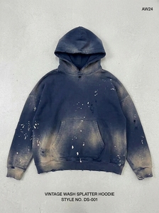 Sudadera con capucha azul desgastada para hombre, estilo oversize, streetwear, personalizada, de forro polar, informal, a la moda - Product Image 5