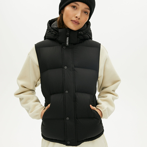 Custom Logo Sleeveless Memory Unisex Puffer <b>Down</b> <b>Vest</b> Winter Casual Black <b>Women</b> Jacket with Hood Windproof Puffer <b>Vest</b> for <b>Women</b> - Product Image 4