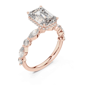 Anillo de Compromiso con Diamante Cultivado en Laboratorio de Corte Esmeralda de 3 Quilates, Halo Oculto, Oro Sólido de 18K, Certificado IGI, Anillo de Novia para Mujer - Product Image 6