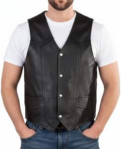 Gilet de moto en cuir respirant personnalisé de haute qualité pour hommes, grande taille, hiver, personnalisable, vente en gros - Product Image 5