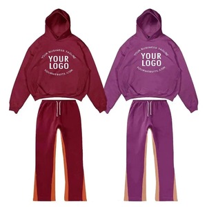 Conjunto de Chándal Personalizado de Fábrica con Lavado Ácido y Serigrafía, Diseño Novedoso, Chándal de Algodón con Bajo sin Rematar para Hombre - Product Image 2
