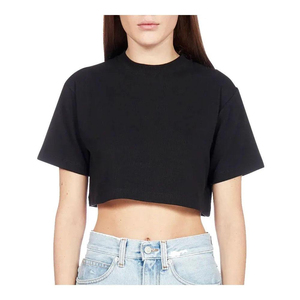 เสื้อครอปท็อปผู้หญิงสีดำ แขนสั้น สไตล์ลำลอง เสื้อยืดพื้นฐาน ทรงเข้ารูป เสื้อครอปเรียบง่ายสำหรับฤดูร้อน แฟชั่นเสื้อครอปท็อป - Product Image 1