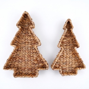 Plateau en jacinthe d'eau tressée, fabriqué au Vietnam, plateaux de rangement de haute qualité, décorations de Noël de luxe - Product Image 4