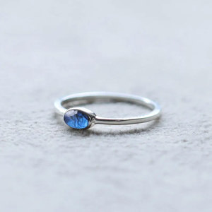 Handmade Silver <b>Labradorite</b> <b>Ring</b> Delicate Small Oval Flash Stone Minimalist Boho Healing Jewelry Wholesale by Hari Om Creation - Product Image 3