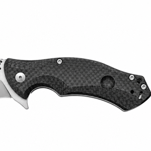 Navajas Plegables Recurvadas con Empuñadura de Patrón Tejido Negro, Hoja con Acabado Satinado, Protector de Dedos y Ranura para Cordón para Uso en Exteriores - Product Image 4