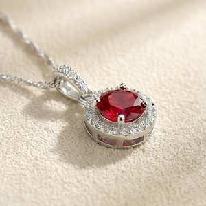Pendentif rubis rouge en argent sterling 925, collier artisanal en pierres précieuses, bijoux bohèmes élégants, cadeau unique pour femmes - Product Image 5