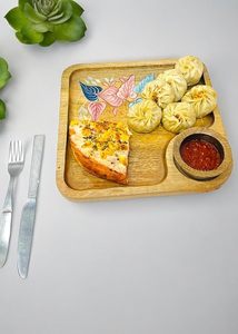 Plateau de service en bois multifonctionnel avec décorations en carreaux colorés pour servir des fruits secs, des noix, des chocolats et des chutneys - Product Image 2