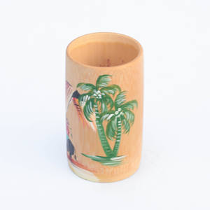 Taza Cilíndrica de Bambú Natural – Diseño Campestre Pintado a Mano Único, Clásico, Tradicional, Arte Folclórico - Product Image 2