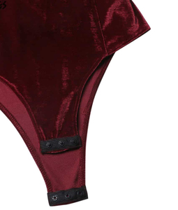 Women Velour <b>Bodysuit</b> Tummy Control Shapewear Firm Support Hollow Out Design Red Color - Product Image 4