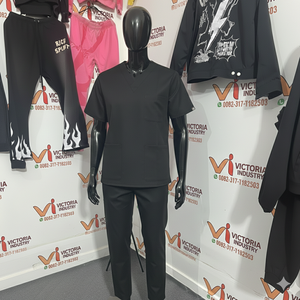 Ensemble de blouses médicales professionnelles bleu marine unisexe, plusieurs poches, col en V, uniforme d'infirmière - Product Image 1