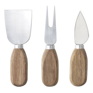 Juego de cuchillos para queso con mangos de madera, cuchillas de acero inoxidable, herramientas duraderas para servir queso - Product Image 1