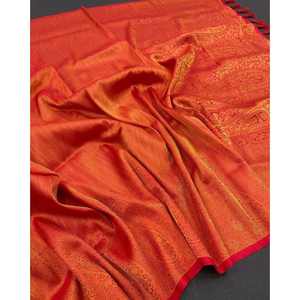 DESIGNER KUBERA PATTU <b>SILK</b> SAREE WITH UNSTITCHED BLOUSE <b>RED</b> - Product Image 1