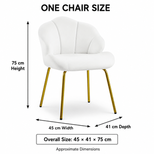 Modern <b>White</b> Upholstered Dining <b>Chair</b> Set of 2 Shell Back Accent <b>Chairs</b> Gold Metal Legs for Living Room Hotel Restaurant Export - Product Image 2