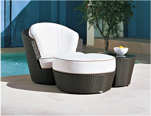 Sofá contemporáneo de ratán para exteriores de una plaza con cojín blanco. Muebles de Jardín Impermeables y Sillón de Patio Resistente a la Intemperie - Product Image 4