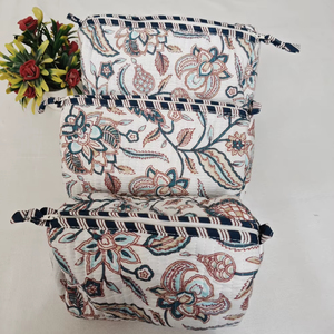 Sacs de maquillage en coton durable à imprimé floral, pochettes indiennes, trousse de toilette de voyage, organiseur de cosmétiques - Product Image 6