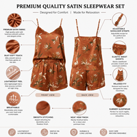 Ensemble de pyjama en satin imprimé sur mesure pour femmes, fabricant de vêtements de nuit en marque privée OEM ODM