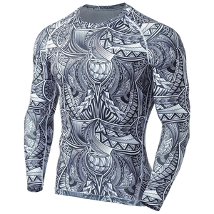 New Arrival Custom Made OEM Men's Sublimation Print Rash Guard Long Sleeve Polyester/Nylon Wholesale Men <b>Compression</b> <b>Shirt</b> - Product Image 1