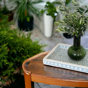 Plateau de service en bois avec incrustation d'os, motif floral moderne, fait main, plateau décoratif en os incrusté, par PERFECT ENTERPRISES - Product Image 2