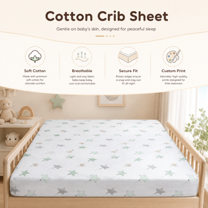 100% Organic Cotton Baby Crib Sheet | Fitted Knitted Plant Soft Breathable Custom <b>Bedding</b> OEM Wholesale India Supply Babies - Product Image 6