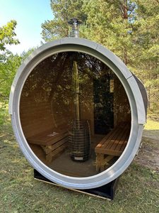 Sauna panoramique de style nordique, cabine de sauna extérieure à bois avec façade entièrement vitrée - Product Image 5