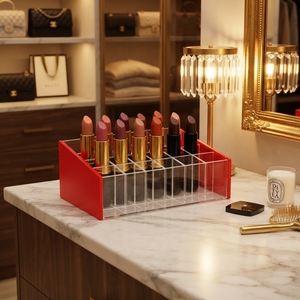 Crystal Clear Acrylic Lipstick Holder Display Stand Cosmetic Storage Rack for Beauty Store Retail Counter Display - Product Image 3
