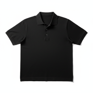 เสื้อเชิ้ตผู้ชายพรีเมียมสีดำสนิท ระบายอากาศได้ดี สไตล์ลำลอง ปักลายโลโก้ด้านหน้า พิมพ์ลายด้วยความร้อน ผ้าถักโพลีเอสเตอร์/คอตตอน 220 กรัม - Product Image 1