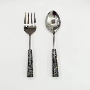 Dining Quality Metal Salad Server Set Stainless Steel Salad Serving Spoon Fork <b>Kitchen</b> Dining <b>Table</b> Use - Product Image 4