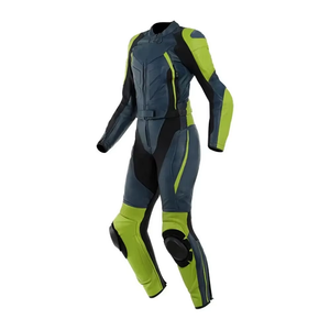 Combinaison de moto en cuir pour homme, manches longues, coupe-vent, color-block, toutes saisons - Product Image 3