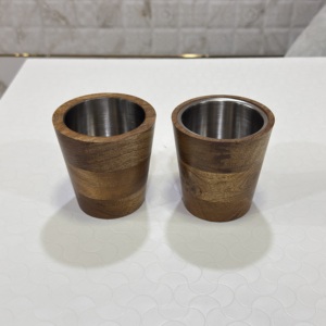 Conteneur à bougies en bois de qualité supérieure, résistant à la chaleur, pour la fabrication de bougies, partie intérieure en acier inoxydable - Product Image 4