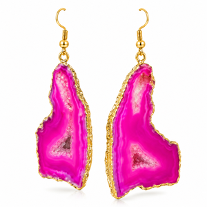 Pendientes de Gota de Lujo Chapados en Oro con Piedra Natural Hechos a Mano, Joyería de Moda para Mujer H.A. Gemas de Plata a Precio de Mayoreo - Product Image 1