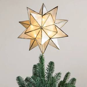 Adorno de árbol de Navidad con estrella morava iluminada, hecho a mano, de metal dorado, estrella 3D para luces LED, decoración navideña brillante. - Product Image 1