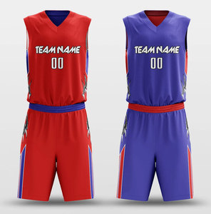 Conjunto de Uniforme de Baloncesto Thunder, Cuello en V, Sin Mangas, Estampado Geométrico Sublimado, Secado Rápido, Unisex para Adultos, Todas las Temporadas - Product Image 2