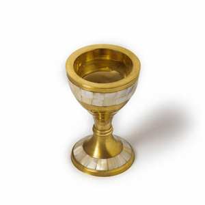 Brûleur d'encens rond en laiton et nacre, porte-parfum d'intérieur, décoration de table, qualité export - Product Image 1